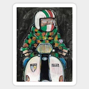 Retro Scooter, Classic Scooter, Scooterist, Scootering, Scooter Rider, Mod Art Sticker